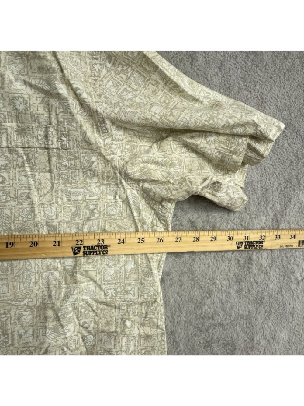Columbia Men's XL Short Sleeve Button-Up Shirt Beige Graphic Print Cotton B1168 - Picture 4 of 8